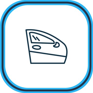 Kapı simgesi çizgisi vektör illüstrasyonu. Güzel araba ögesi kaporta çalışması simgesi olarak da kullanılabilir.