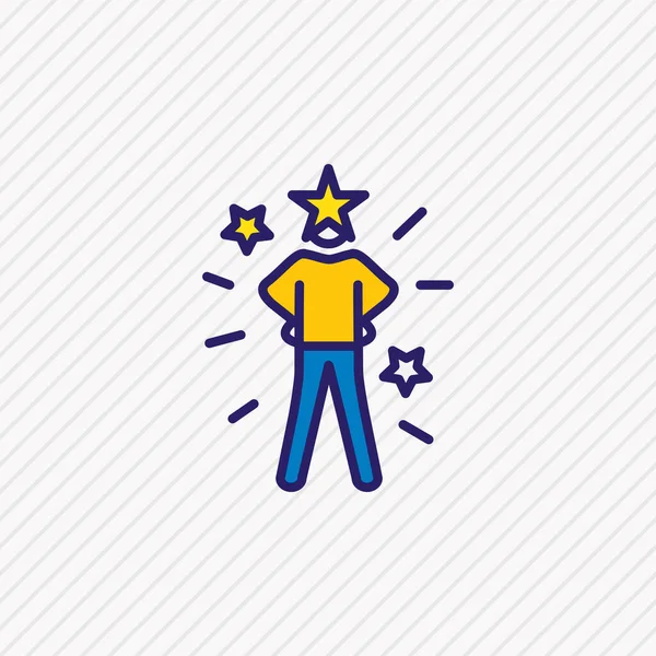 Illustration de l'icône de confiance en soi ligne colorée. Bel élément emoji peut également être utilisé comme élément icône de succès . — Photo