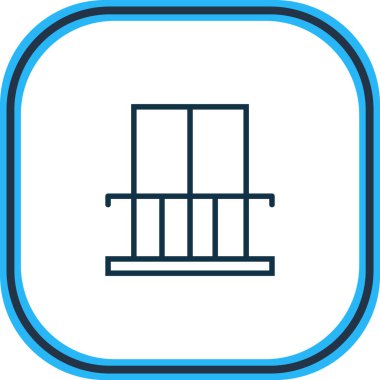 Balkon simgesi çizgisi vektör illüstrasyonu. Güzel otel ögesi teras simgesi olarak da kullanılabilir.