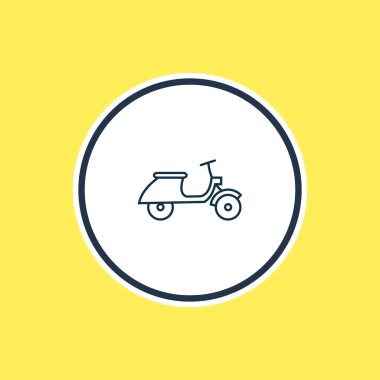 Scooter ikon çizgisinin vektör çizimi. Güzel taşımacılık ögesi ayrıca moped simgesi olarak da kullanılabilir.