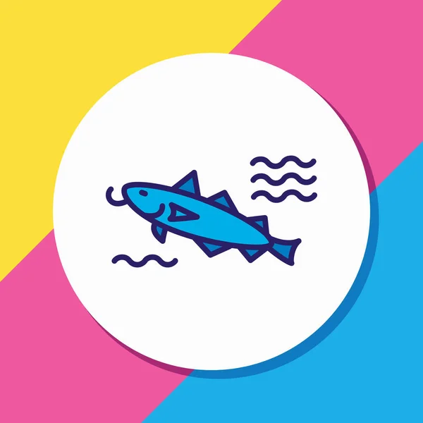 Vector illustration of cod fish icon colored line. Beautiful sea element also can be used as catfish icon element. — Stock Vector