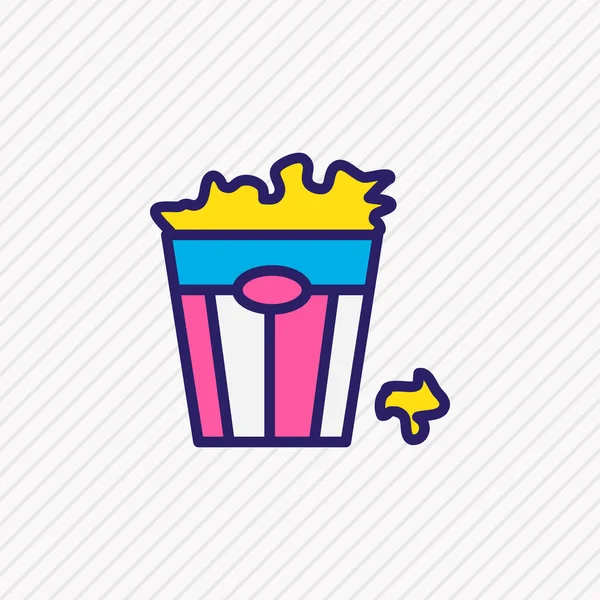 Illustrazione vettoriale di icona popcorn linea colorata. Bello stile di vita elemento può essere utilizzato anche come elemento icona snack cinema . — Vettoriale Stock