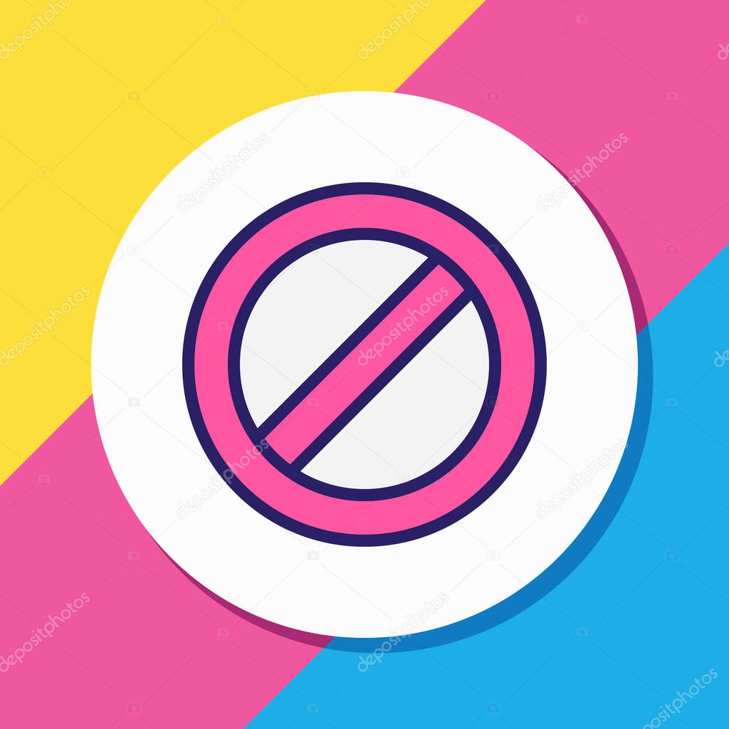 Vector illustration of no entry icon colored line. Beautiful navigation element also can be used as ban icon element.