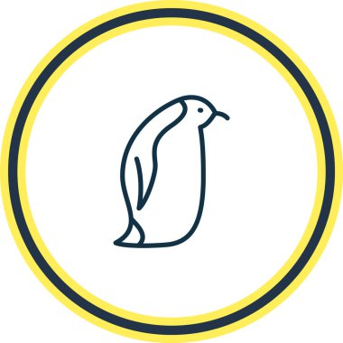 Penguen ikon çizgisinin vektör çizimi. Güzel hayvan elementleri kutup simgesi olarak da kullanılabilir.