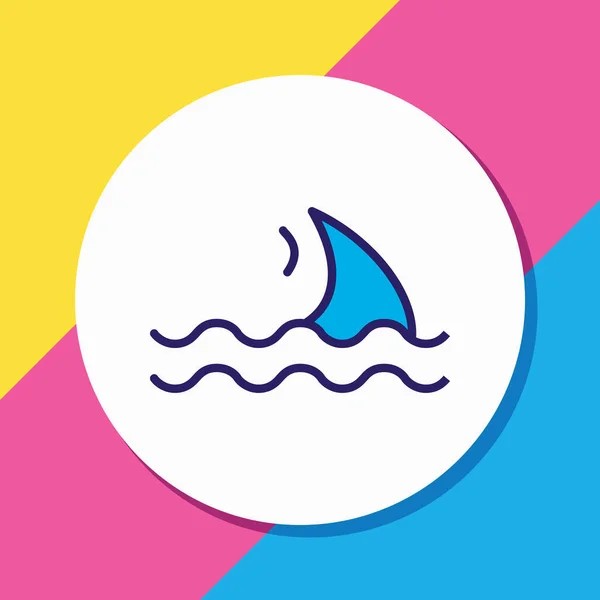 Ilustração da aleta ícone colorido linha. Elemento naval bonito também pode ser usado como elemento ícone de tubarão . — Fotografia de Stock
