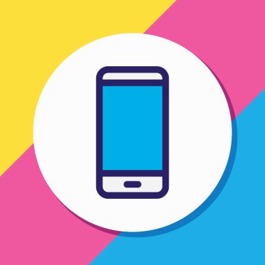 Telefon simgesi renkli çizginin vektör illüstrasyonu. Güzel telefon ögesi akıllı telefon simgesi ögesi olarak da kullanılabilir.