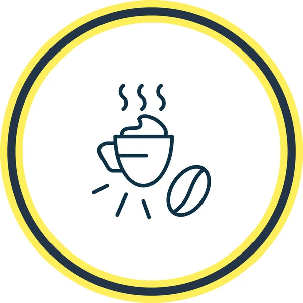 Vektor ilustrasi kopi dengan garis ikon krim. Elemen minuman yang indah juga dapat digunakan sebagai elemen ikon makanan penutup. - Stok Vektor