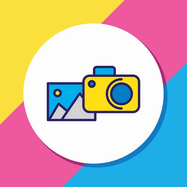Ilustrasi ikon fotografi garis berwarna. Elemen gaya hidup yang indah juga dapat digunakan sebagai elemen ikon kamera. — Stok Foto