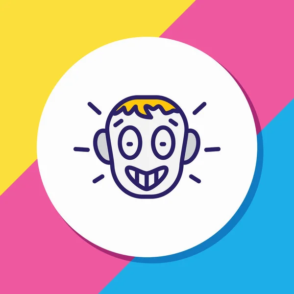 Ilustração de linha colorido ícone espantado. Elemento emoji bonito também pode ser usado como elemento de ícone surpreso . — Fotografia de Stock