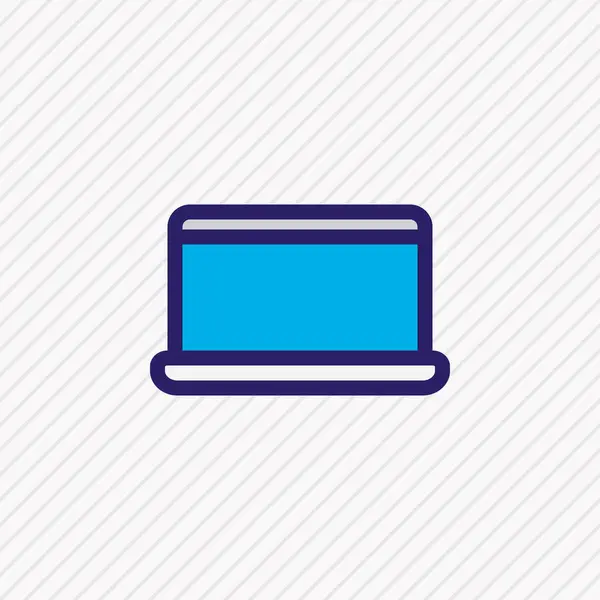 Ilustrasi ikon laptop garis berwarna. Elemen media yang indah juga dapat digunakan sebagai elemen ikon komputer portabel. — Stok Foto