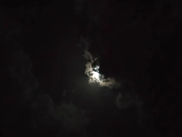 Mezzanotte Vista Cielo Scuro Luna Luna Luce Vista — Foto Stock