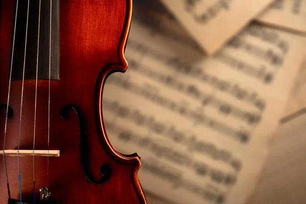 Violin on the background of musical notes — Stock Photo, Image