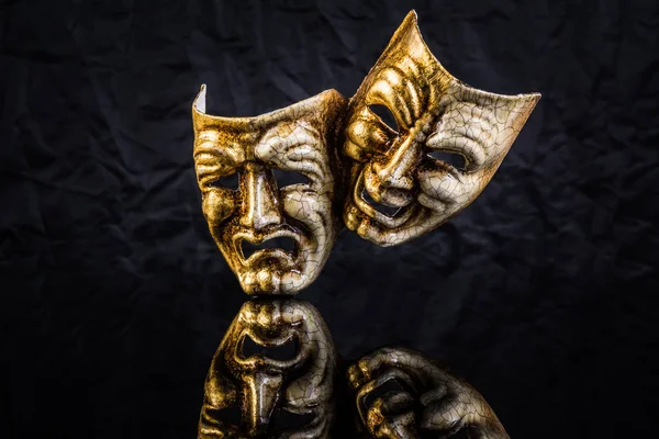 Two theatrical masks are good and evil Royalty Free Stock Images