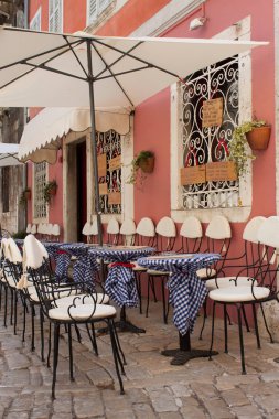 Cafe masa renkleri, Hırvat Kahve Dükkanı, rovinj şehir, Hırvatistan