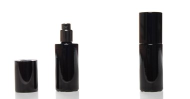 Cilt Bakımı Güzellik ürünü white.black bootle izole.