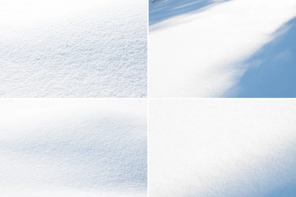 Fresh snow background,four different snow texture. — Stock Photo, Image