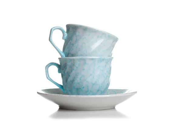 Tasse à café bleue. Isolé sur fond blanc — Photo