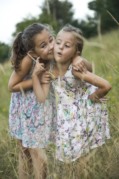 vac çiçekleri çimlerin üzerine fısıldayan oynayan çocuk arkadaş kızlar