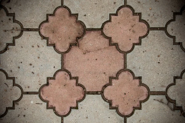 Top View of Monotone Grunge Gray Brick Stone on The Ground for Street Road. Passeio, Driveway, Pavimento em Design Vintage Pisos hexágono Padrão Textura fundo — Fotografia de Stock