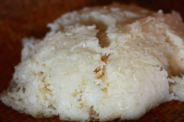 Comida Arroz Pegajoso Cozido Estilo Tailandês — Fotografia de Stock