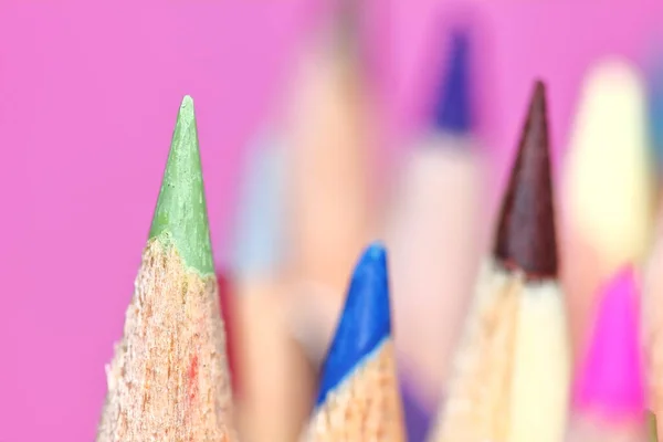 Muchos Colores Lápiz Para Dibujar Macro Para Fondo — Foto de Stock