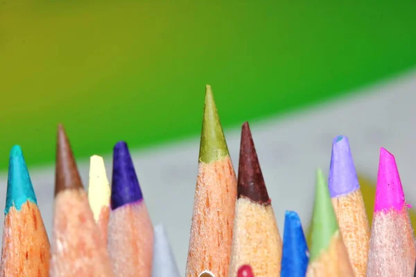 Many Pencil Color Drawing Macro Background — Stock Photo, Image