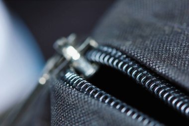 Blact kumaş dokusu ve fermuar arka plan için soyut makro