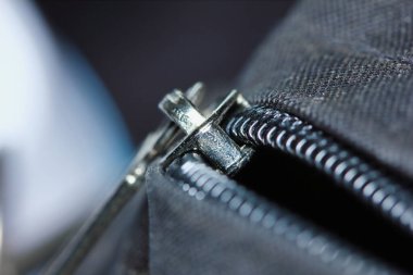 Blact kumaş dokusu ve fermuar arka plan için soyut makro