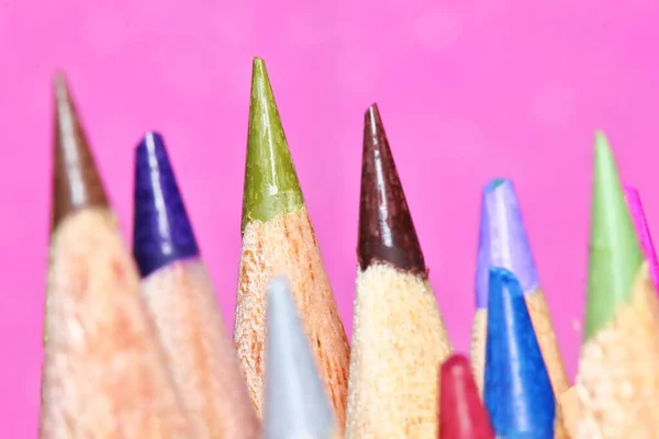 Viele Bleistiftfarben Zum Zeichnen Makro Für Den Hintergrund — Stockfoto