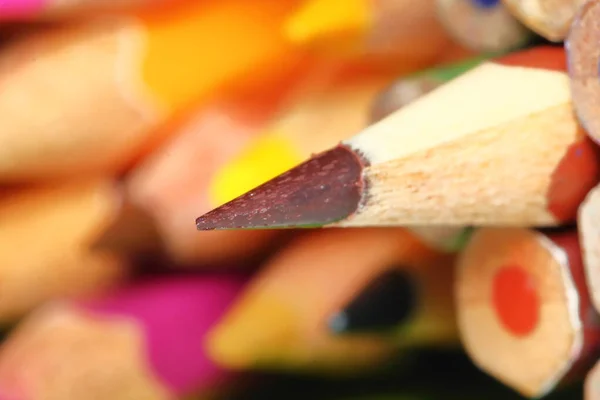 Viele Bleistiftfarben Zum Zeichnen Makro Für Den Hintergrund — Stockfoto