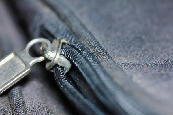 Blact Cloth Texture Zipper Abstract Macro Background — Stock Photo, Image