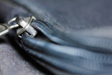 Blact kumaş dokusu ve fermuar arka plan için soyut makro