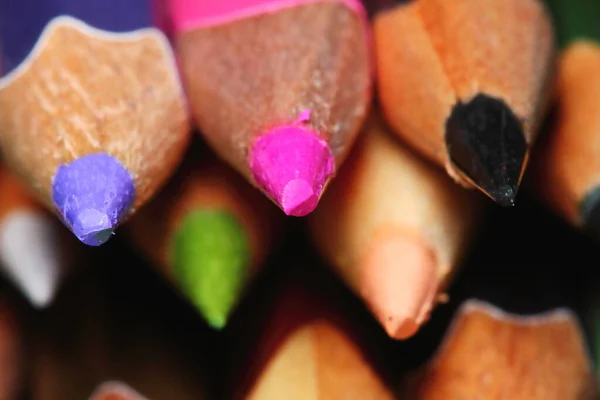 Many Pencil Color Drawing Macro Background — Stock Photo, Image