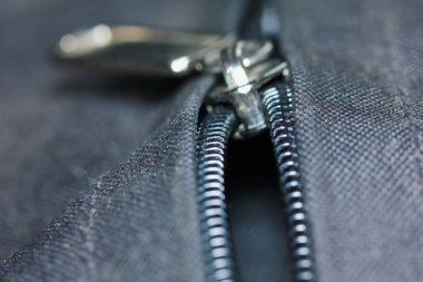 Blact kumaş dokusu ve fermuar arka plan için soyut makro