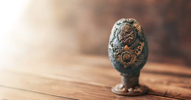 Kartonpiyerle süslenmiş Paskalya yumurtası..