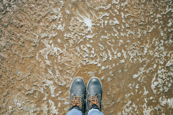 Fond de surface de glace avec boue — Photo