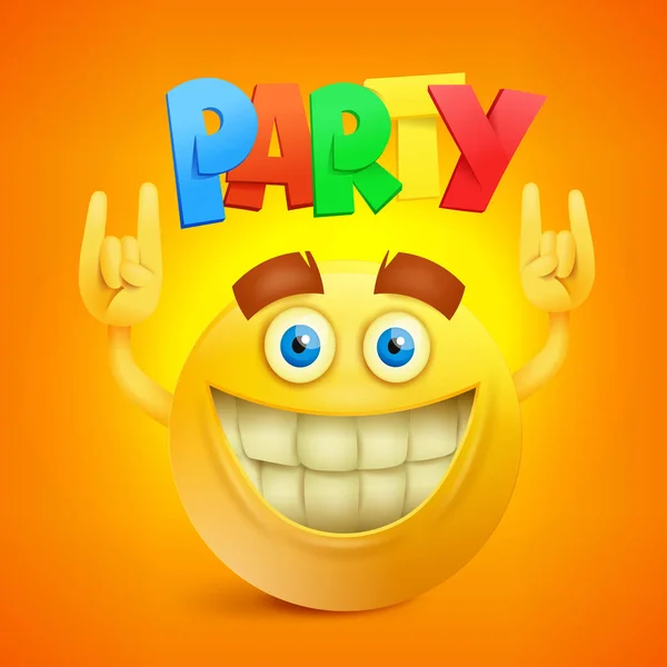 Glückliches Smiley-Emoticon gelbes Gesicht. Parteikonzept-Ikone — Stockvektor