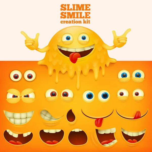 Slime gul smiley ansikte kreativa kit — Stock vektor