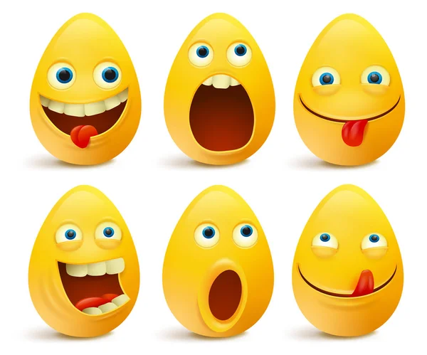 Conjunto de emoticones en forma de huevo. Set de Pascua — Vector de stock