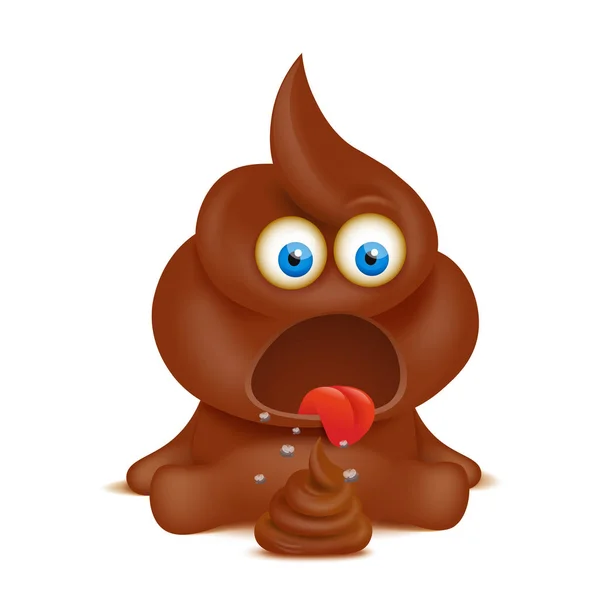 Смішний персонаж poop emoji ізольований на білому тлі — стоковий вектор