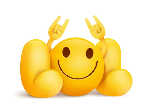 Lol titel met gele smiley gezicht emoticon karakter — Stockvector