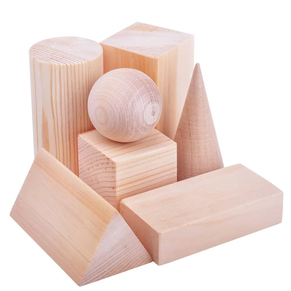 A figura de madeira forma geométrica, isolado em branco — Fotografia de Stock