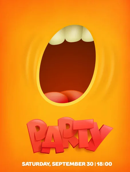 Party banner template with yellow emotional face — Stock Vector