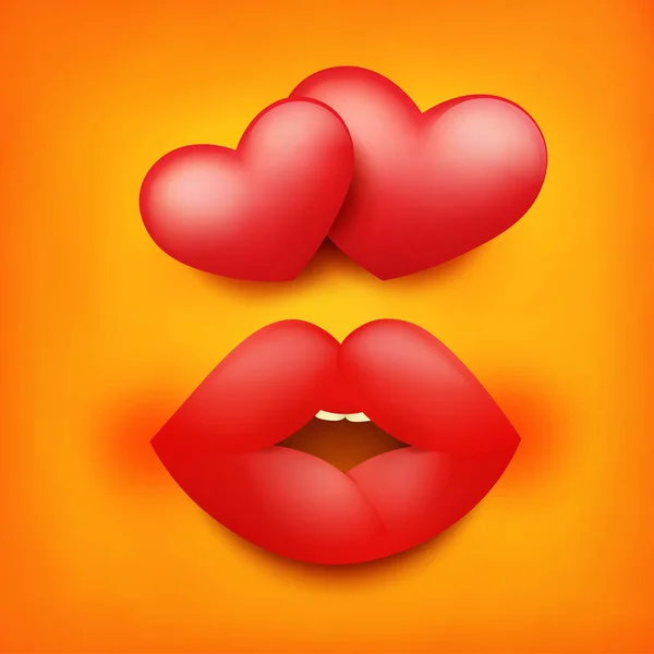 Icône carrée d'émoticône jaune visage souriant sentiment amour — Image vectorielle