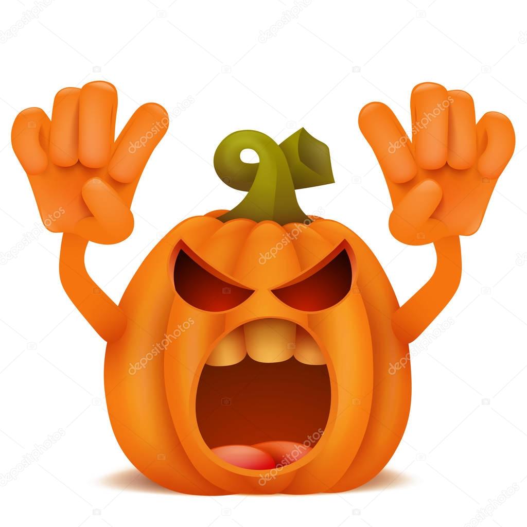 Halloween Pumpkin Jack Lantern emoticon cartoon character.