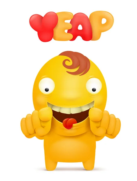 Amarelo emoticon homem personagem de desenho animado — Vetor de Stock