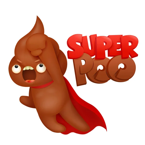 Super eroe Poop emoticon icona personaggio dei cartoni animati . — Vettoriale Stock