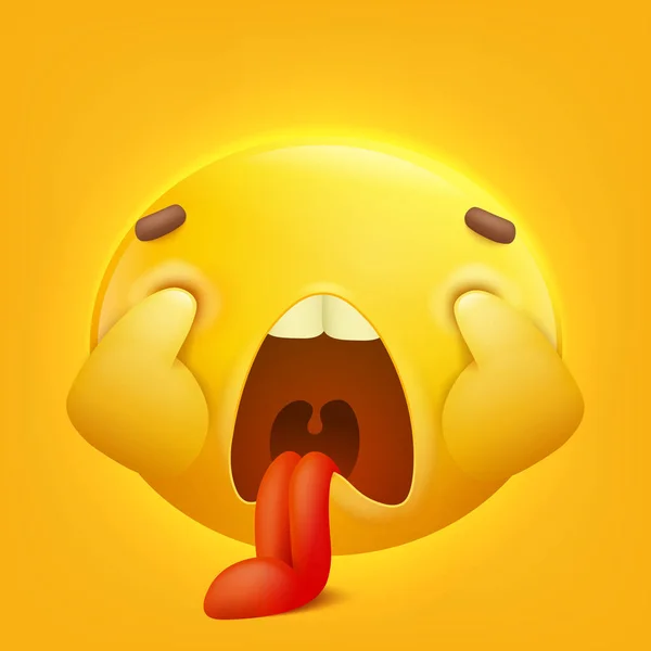 Utrpení, žlutý smajlík emoji emotikon — Stockový vektor