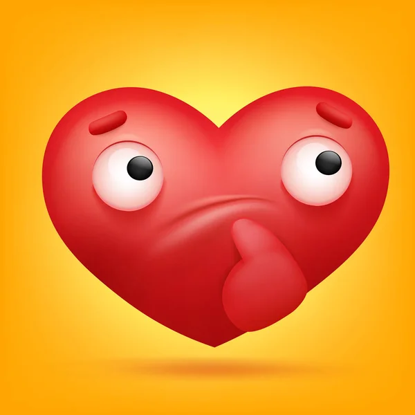 Στοχαστικός emoji καρδιά εικονίδιο χαρακτήρων κινουμένων σχεδίων — Διανυσματικό Αρχείο