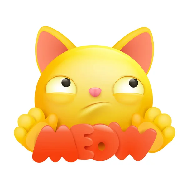 Yellow emoji cartoon cat character icon — Stock Vector